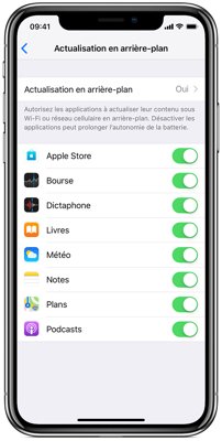 iphone batterie arreter actualisation arriere plan