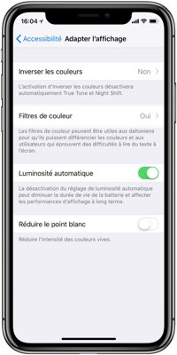 iphone batterie luminosite automatique