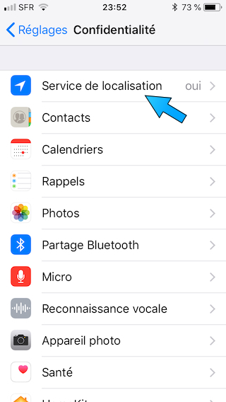 iphone service de localisation