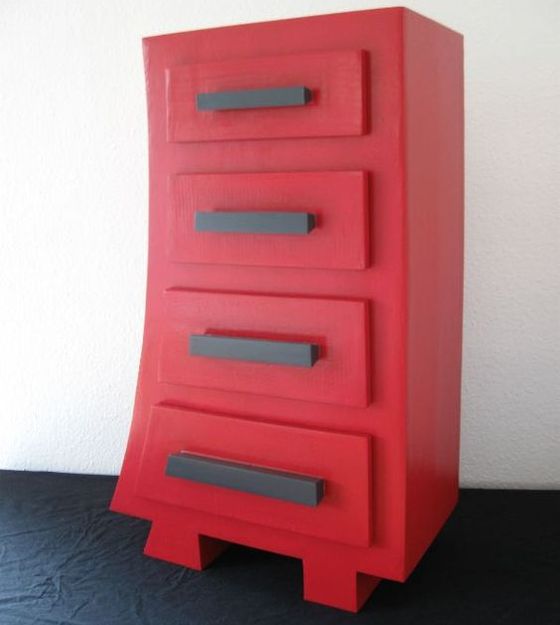 rangement tiroirs rouge